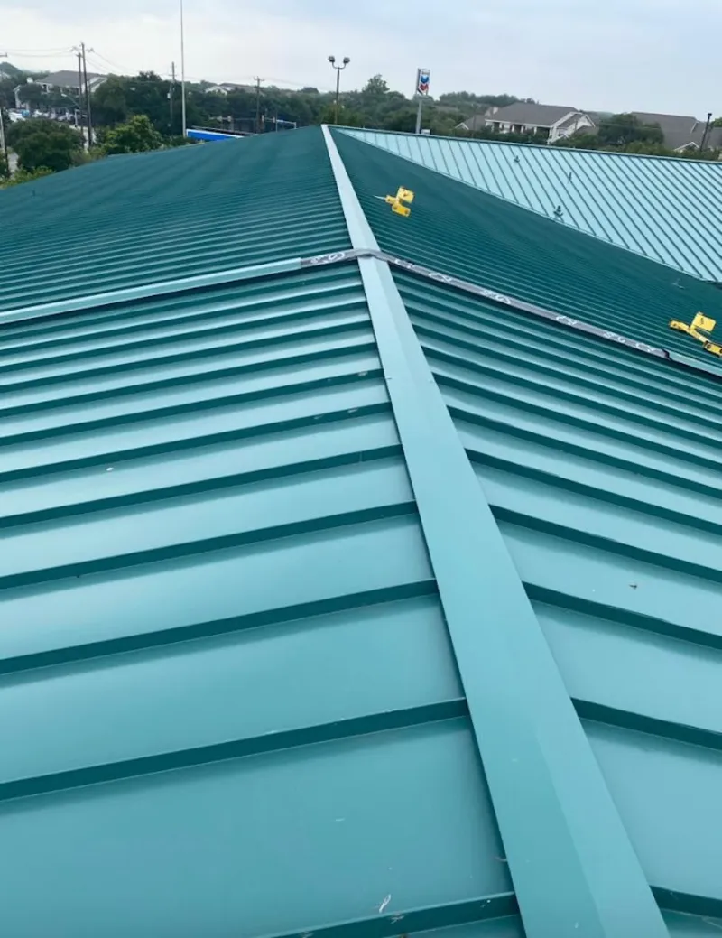 Green commercial metal roof ridge and valley for Metal Roof Repair in Mulvane